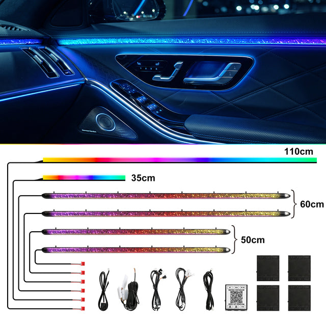 Autaux RGB Car Interior Ambient Lighting Kit – App + Remote